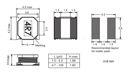 Mechanical Drawing - Fastron 1616FP Power Inductors